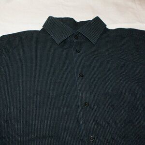 Men's Black with Silver Calvin Klein Slim Fit Button down 161/2 34/35 Shirt